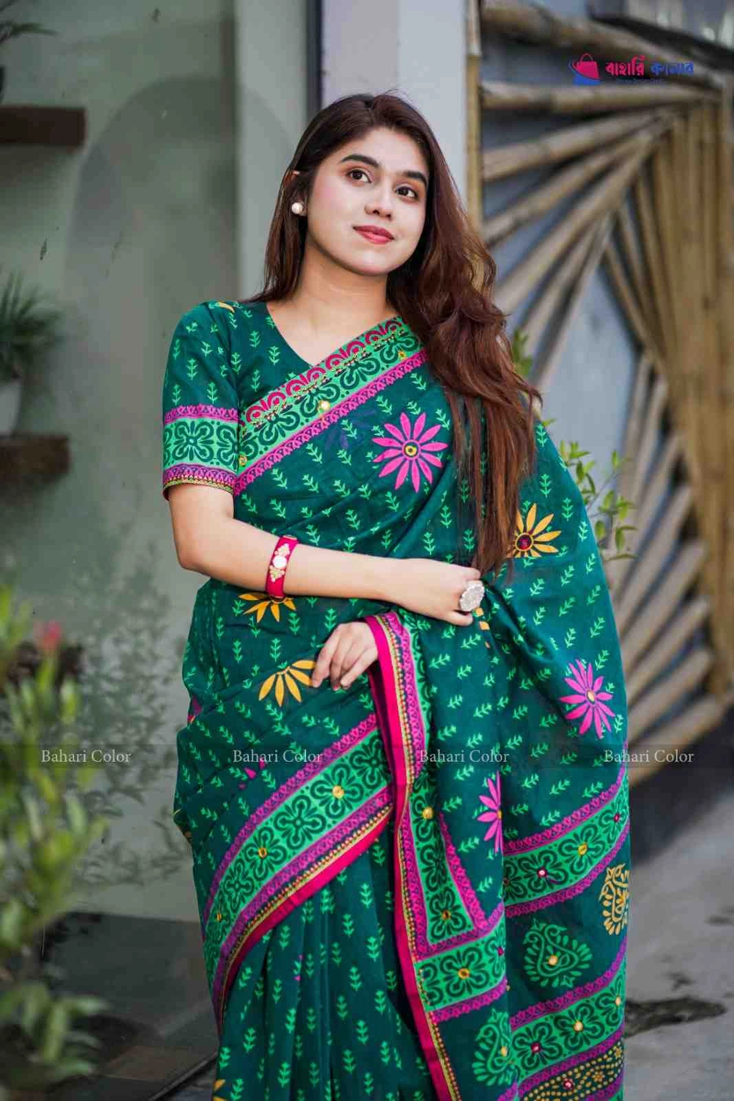 কটন ডিজিটাল প্রিন্ট শাড়ি